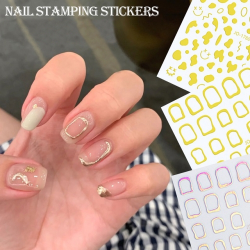 1Pcs Metal Nail Art Sticker Mixed Pattern 3D Hollow Sticker Decorative Hollow Metal 3D Nail Art Sticker