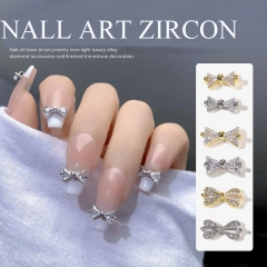 1Pcs Gold and Silver Zircon Crystal Nail Art Decorations Vintage Diamond Box Angel Bow Butterfly Charm Pearl Nail Art Accessories