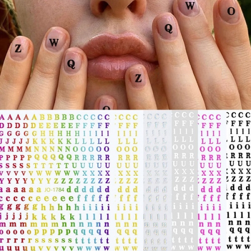 1 Pcs 3D Self-adhesive Nail Art Decal Sticker New Roman English Alphabet Small Letter Nail Tattoos Decal Stickers
