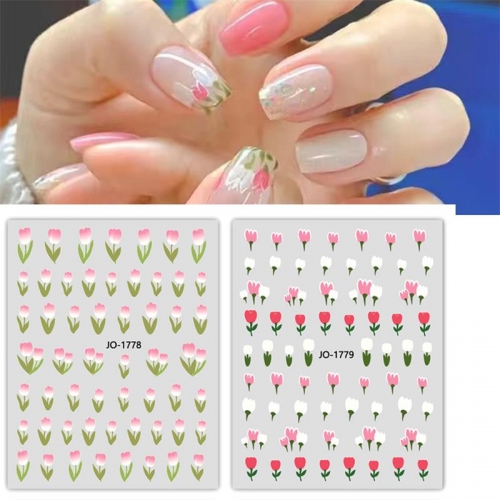 1 Pcs Hot 3D Nail Art Stickers Set Water Color Patterns Flowers Leaves Spring Nail Sticker