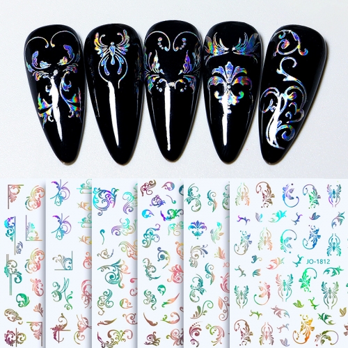 1pcs 3D Nail Sticker Gilded Vintage Bohemian Totem Nail Art Appliqué Gold Black And White Vine Man 