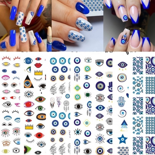 1pcs Stereo Blue Color Eye Nail Sticker Nail Slider Nail Art Decoration Devil Eye Sticker Nail Parts Nail Art Supplies