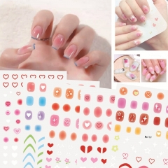 1pcs Gradient Blush Nail Art Stickers Cute Sweet Love/Moon Design Decals For Nails Manicure Self-adhesive Translucent Sticker
