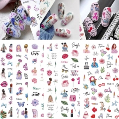 1pcs Valentines Day Nail Art Sticker Lover Letter Cute Girl Cartoon Slider Full Wrap Stickers On Phone Nail Art Accessories