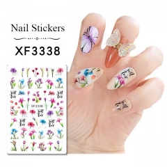 1Pcs Tulip Flower Nail Art Sticker Spring Elegant Pink Nail Decals DIY Back Glue Decoration Nail Art Beauty Tool