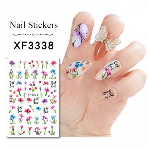 1Pcs Tulip Flower Nail Art Sticker Spring Elegant Pink Nail Decals DIY Back Glue Decoration Nail Art Beauty Tool