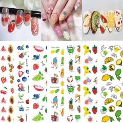 1Pcs Fruit Nail Art Stickers Decals Lemon Strawberry Watermelon Water Transfer Slider Nail Art Decoraton