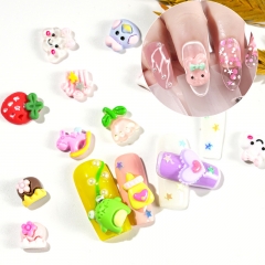 1 Box Cartoon Resin Nail Charms Kawaii Mini Bear Cute Small Animssories Mixedal for Nail Art Decorations Parts Acce