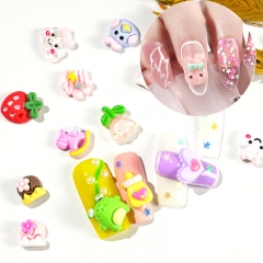 1wheel 3D Mix Fruit Flower Slices Sticker Slime Polymer Clay DIY Designs Women Nail Art Decoration Nails Tips Manicure Accessories