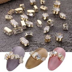 1 Bag Nails Link Chain Nail Art Gold Alloy Decoration Diamond Stone Charm Jewelry Nail Accessories 