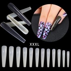 240 Pcs/box Super Long Ballet Fake Nail Tips With Full Stickers Removable Long Ballet Fake Nail Design Full Coverage False Nails