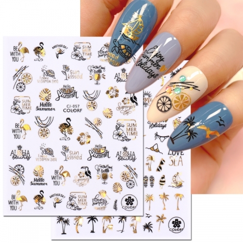 1 Pcs Fruit Nail Art Sticker Decals Ocean Lemon Laser Two Color Water Transfer Slider Nail Art Design Foil Decoration