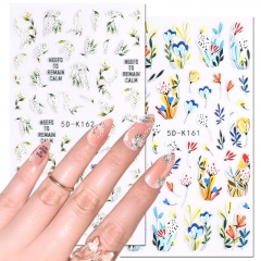 1 Pcs Embossed Nail Art Stickers White Lily of the Valley Tulip Dreamcatcher Gel Polish Wedding Flower Engraved Slider Tips