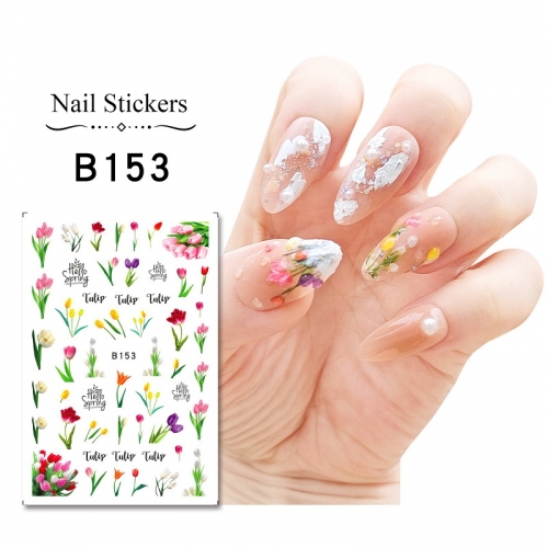 1Pcs Spring Tulip Flower Nail Art Decal Rose Water Transfer Nail Art Sticker