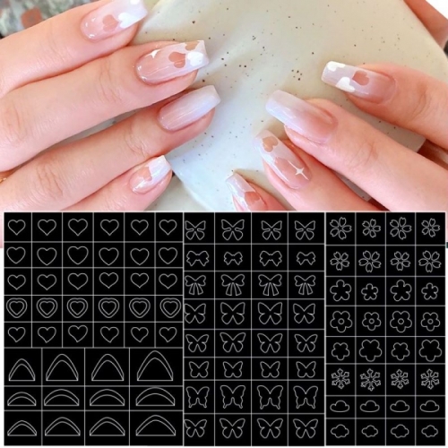 1 Pcs Nail Art Spray Template Love Heart Star Decoration Self-Adhesive Airbrush Nail Art Template Cutout Stickers Nail Supplies