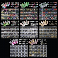 1 Box New 24-Grid Boxed Alloy Heart Butterfly Shaped Drill DIY Nail Art Decorative Jewelry Set