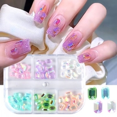 1 Box High Quality Aurora Square Candy Nail Love Rhinestone Color Jewelry Charm Nail Art Decoration