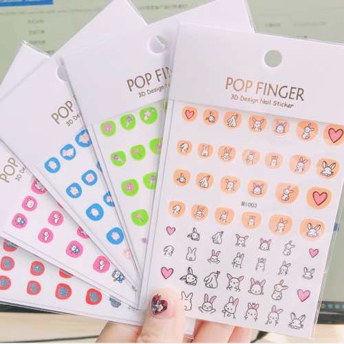 1pcs Cute Anime Nail Sticker Bunny Nail Decoration Cartoon Pony Nail Slider for Nail Flower Bunny Nail Stamp Foil