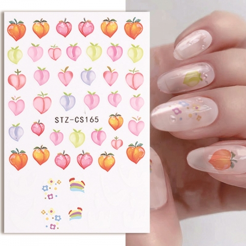 1 Pcs Nail Stickers Summer Sunflowers Tulips Peaches Fruit  Stickers for Nails Self-Adhesive Design Sticker for Manicure Nail Art Decoration