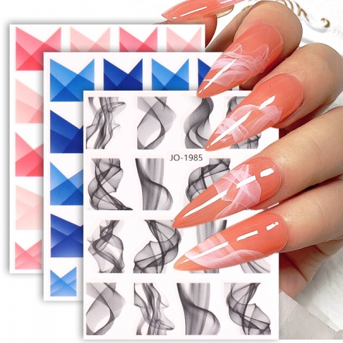1Pcs Geometric 3D Nail Art Sticker French Nail Art Slider Self Adhesive Nail Art Decoration