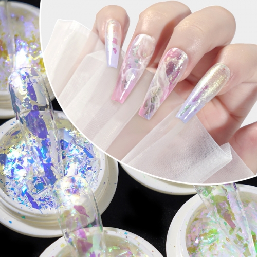 1Jar Irregular Shell Aluminum Nail Polish Sequin Color Sequin Magic Mirror Effect Chrome Nail Powder