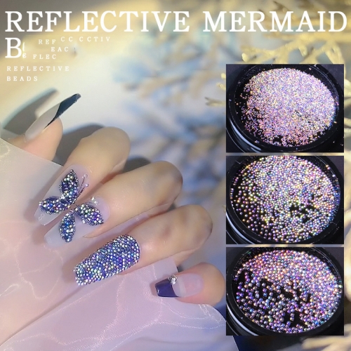 1jar Nail Reflective Laser Bubble Beads New Net Red Magic Color Fishseed Nail Diamond Ornaments Holographic Nail Art Decorations