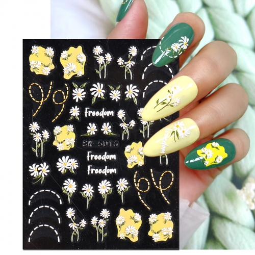 1Pcs 3D Flower Nail Art Sticker Decal Summer Spring Flower Rose Plant Adhesive Slider Nail Tattoo Sticker Nail Art Decoration 