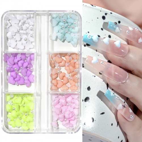 1 Box Nail Enhancement Candy Love Pearl Manicure Jewelry 3D Handmade Nail Sticker Rhinestone