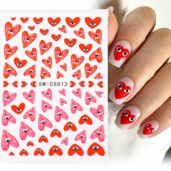 1 Pcs Valentine's Day Newest 3D Sticker Nail Art Love Heart Red Nail Decal Accessories
