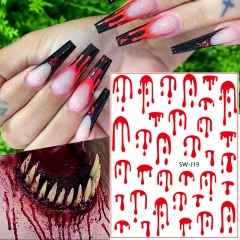 1Pcs Halloween Blood 3D Adhesive Sticker For Nails Eye Cartoon Decals Tip Polish  Polish Nail Art Decoration Tattoo