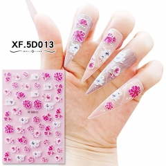1 Pcs 5D Nail Sticker Engraved Butterfly Flower Embossed Transparent Decoration Nail Decal Nail Art Sticker