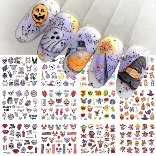 1 Pcs Halloween Nail Stickers Halloween Cartoon Cute Feng Shui Transfer Nail Stickers