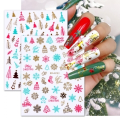 1 Pcs Christmas Embossed Flower Nail Sticker Winter Snowflakes Gilding Lines Art Design Nail Sticker