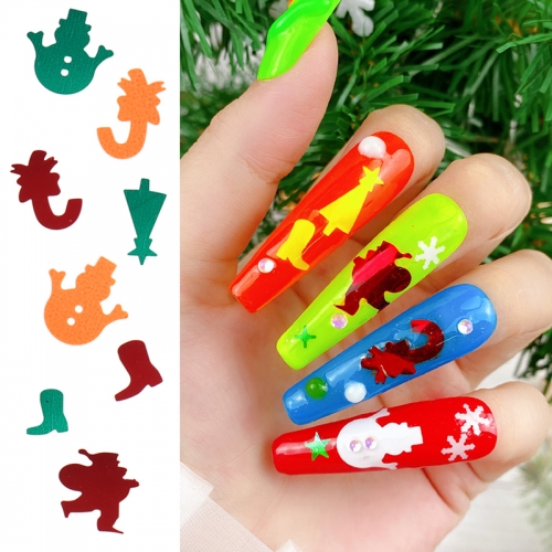 1 Box 3D Nail Art Christmas Ornament Fluorescent Color Christmas Tree DIY Phone Case Nail Art Ornament