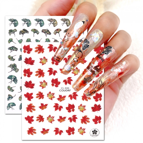 1 Pcs 3D Nail Art Sticker Engraved Scalloped Maple Leaf Embossed Transparent Decorative Nail Art Decal Decal Nail Art Sticker
