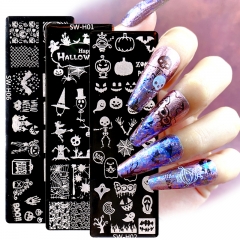 1 Pcs Halloween Nail Art Printing Board Pumpkin Skull Nail Art Printing Template Template