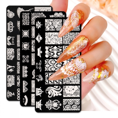 1 Pcs Nails Art Stamping Plates Butterfly Pendant Lace Totem Ballet Pattern Drawing Nail Templates Manicure Decor Stencil Tools