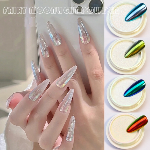 1jar Mirror Nail Reflective Powder Pearl White Rubbing on Nail Art Glitter Dust Chrome Aurora Manicure Holographic Decorations
