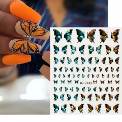 1 Pcs Nail Stickers Laser Silver 3D Adhesive Laser Big butterfly Back Glue Art Designs Theme Stickers