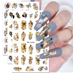 1Pcs 3D Floral Two Tone Nail Art Stickers Snake Slider Adhesive Geometric Decal Nail Art Stickers