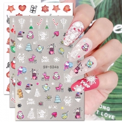1 Pcs 3D Christmas Nail Stickers and Decals Nail Sticker Santa Claus Snowflake Elk Xmas Tree Manicure Christmas Nail Art Design