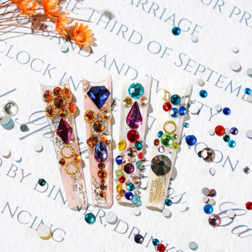 1bag Mixed Shape Nail Polish Beauty Decoration Shaped Drill Jewelry Crystal Glass Nail Art Rhinestones