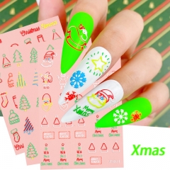 1 Pcs Merry Christmas Nail Art Decoration Self-adhesive Nail Art Sticker Nail Art Design Christmas Tree Sticker