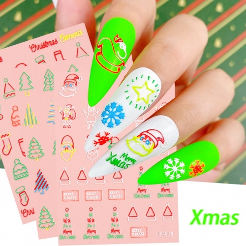 1 Pcs Merry Christmas Nail Art Decoration Self-adhesive Nail Art Sticker Nail Art Design Christmas Tree Sticker
