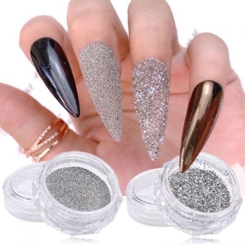 1jar Nail Glitter Broken Diamond Set Magic Mirror Metal Powder Glitter Pink Nail Sequin