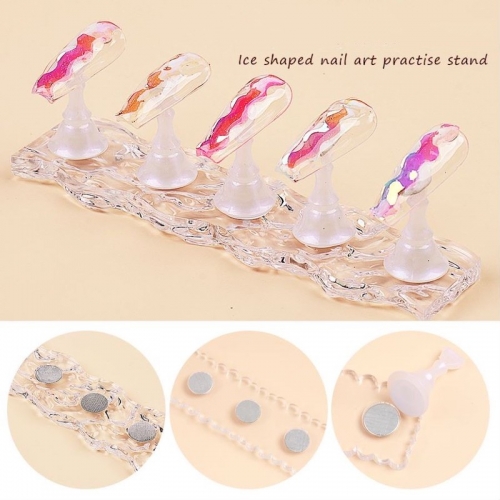 1set Nail Display Stand Nail Tip Practice Holder Magnetic Nail Practice Stand Fingernail DIY Nail Art Stand For False Nail Tip