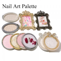 Resin Nail Art Palette, Nail Painting Mixed Color Palette, Gilded Edge Nail  Gel Color Makeup Display Board Pallet (White)