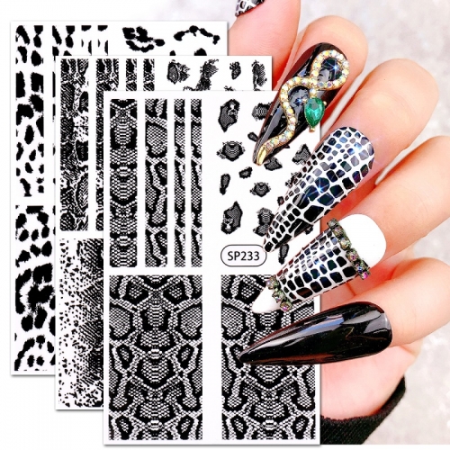 1 Pcs Animal Print Nails Cute Wild Leopard Snake Skin Winter Nail Stickers  Manicure Decor