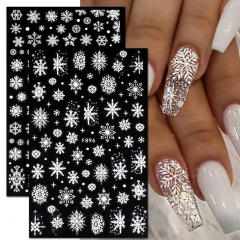 1Pcs Snowflake Nail Art Stickers Christmas Designs For Nails Glitter Decals Manicure Decorations 