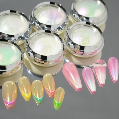 1jar Shell Nail Enhancement Aurora Neon Mica Ice Transparent High Gloss Powder Nail Pigment Powder